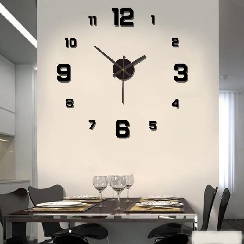 3D Acrylic Mirror Wall Clock Sticker